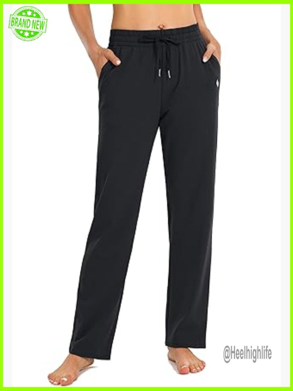 Women's Cotton Sweatpants with Pockets, Open Bottom, Yoga Lounge Casual